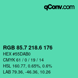カラーコード: RGB 85.7 218.6 176 | qconv.com