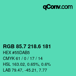 カラーコード: RGB 85.7 218.6 181 | qconv.com