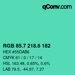 カラーコード: RGB 85.7 218.6 182 | qconv.com