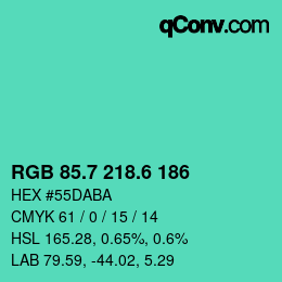 カラーコード: RGB 85.7 218.6 186 | qconv.com
