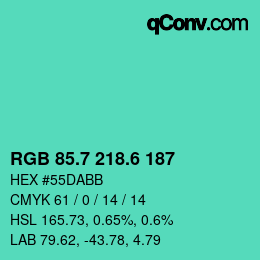 カラーコード: RGB 85.7 218.6 187 | qconv.com