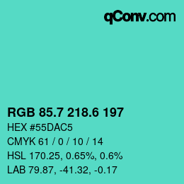 カラーコード: RGB 85.7 218.6 197 | qconv.com