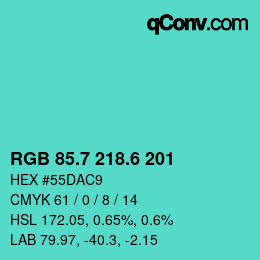 カラーコード: RGB 85.7 218.6 201 | qconv.com