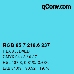 カラーコード: RGB 85.7 218.6 237 | qconv.com