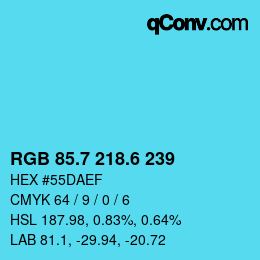 カラーコード: RGB 85.7 218.6 239 | qconv.com