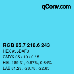カラーコード: RGB 85.7 218.6 243 | qconv.com