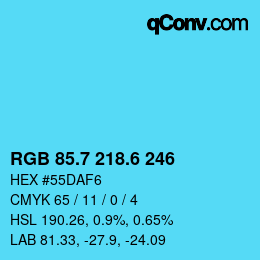 カラーコード: RGB 85.7 218.6 246 | qconv.com