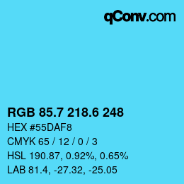 カラーコード: RGB 85.7 218.6 248 | qconv.com