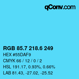 カラーコード: RGB 85.7 218.6 249 | qconv.com