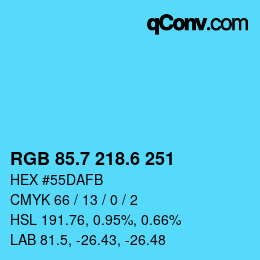 カラーコード: RGB 85.7 218.6 251 | qconv.com