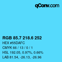 カラーコード: RGB 85.7 218.6 252 | qconv.com