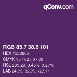 カラーコード: RGB 85.7 38.6 101 | qconv.com
