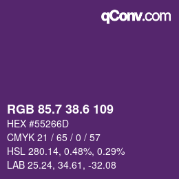 カラーコード: RGB 85.7 38.6 109 | qconv.com