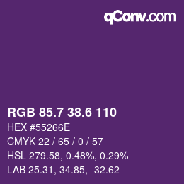 カラーコード: RGB 85.7 38.6 110 | qconv.com