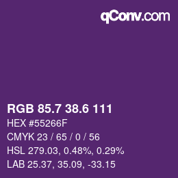 カラーコード: RGB 85.7 38.6 111 | qconv.com