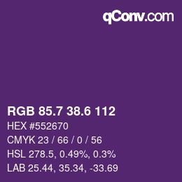 カラーコード: RGB 85.7 38.6 112 | qconv.com