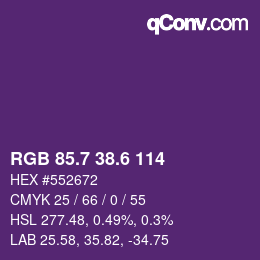 カラーコード: RGB 85.7 38.6 114 | qconv.com