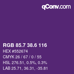 カラーコード: RGB 85.7 38.6 116 | qconv.com