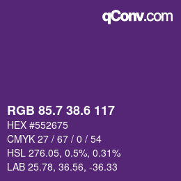 カラーコード: RGB 85.7 38.6 117 | qconv.com