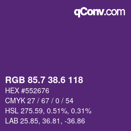 カラーコード: RGB 85.7 38.6 118 | qconv.com