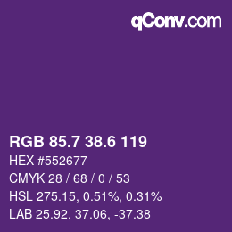 カラーコード: RGB 85.7 38.6 119 | qconv.com