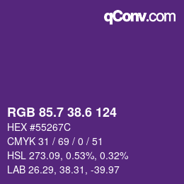 カラーコード: RGB 85.7 38.6 124 | qconv.com