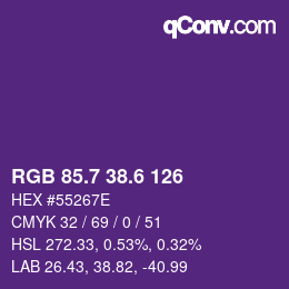 カラーコード: RGB 85.7 38.6 126 | qconv.com
