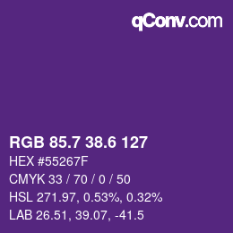 カラーコード: RGB 85.7 38.6 127 | qconv.com