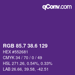 カラーコード: RGB 85.7 38.6 129 | qconv.com