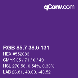 カラーコード: RGB 85.7 38.6 131 | qconv.com