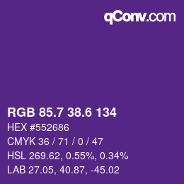 カラーコード: RGB 85.7 38.6 134 | qconv.com