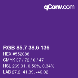 カラーコード: RGB 85.7 38.6 136 | qconv.com