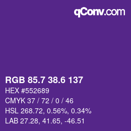 カラーコード: RGB 85.7 38.6 137 | qconv.com
