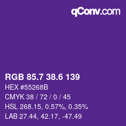カラーコード: RGB 85.7 38.6 139 | qconv.com