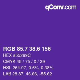 カラーコード: RGB 85.7 38.6 156 | qconv.com