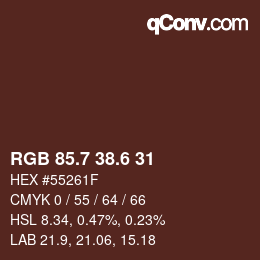 カラーコード: RGB 85.7 38.6 31 | qconv.com