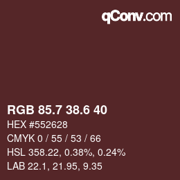 カラーコード: RGB 85.7 38.6 40 | qconv.com