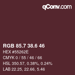 カラーコード: RGB 85.7 38.6 46 | qconv.com