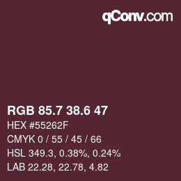 カラーコード: RGB 85.7 38.6 47 | qconv.com