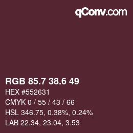カラーコード: RGB 85.7 38.6 49 | qconv.com