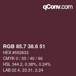 カラーコード: RGB 85.7 38.6 51 | qconv.com