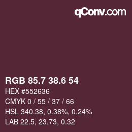 カラーコード: RGB 85.7 38.6 54 | qconv.com