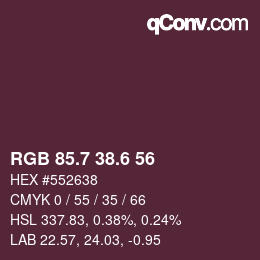 カラーコード: RGB 85.7 38.6 56 | qconv.com