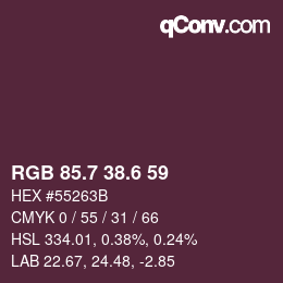 カラーコード: RGB 85.7 38.6 59 | qconv.com