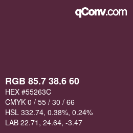 カラーコード: RGB 85.7 38.6 60 | qconv.com