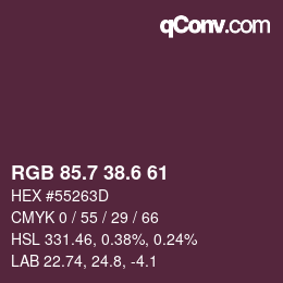 カラーコード: RGB 85.7 38.6 61 | qconv.com
