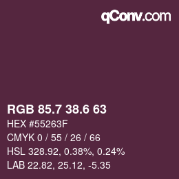 カラーコード: RGB 85.7 38.6 63 | qconv.com