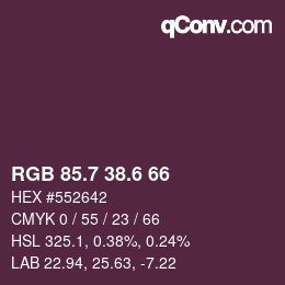 カラーコード: RGB 85.7 38.6 66 | qconv.com