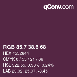 カラーコード: RGB 85.7 38.6 68 | qconv.com