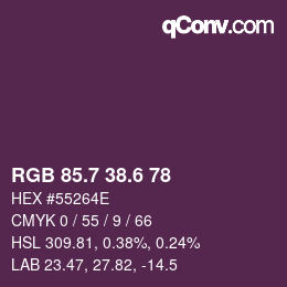 カラーコード: RGB 85.7 38.6 78 | qconv.com